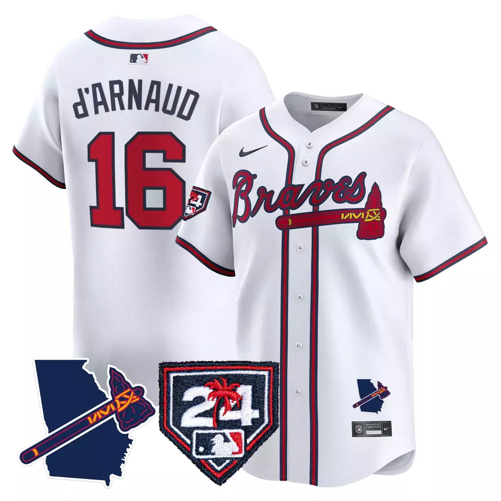 d arnaud 16 atlanta braves white 2024 spring training all stitched vapor jersey