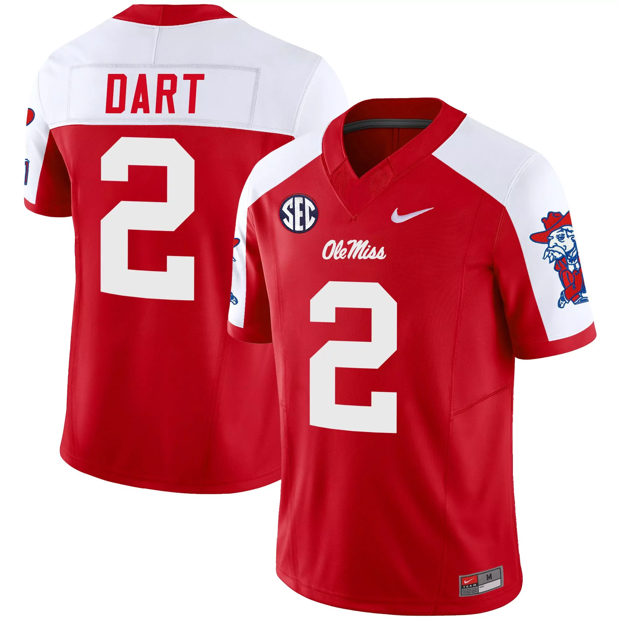 dart 2 ole miss rebels men s white stitched jersey 2023 with name patch