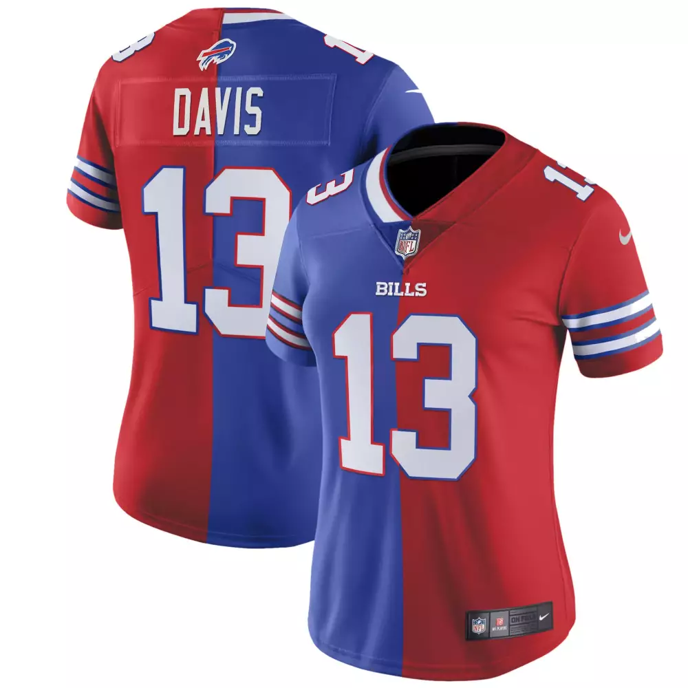 davis 13 buffalo bills women s all stitched vapor jersey 2023 red blue design