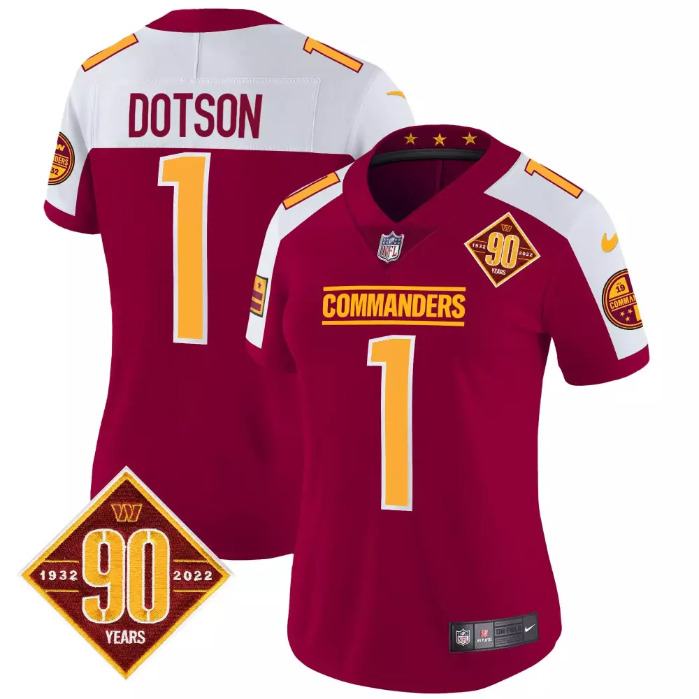 Dotson Washington Commanders Women's Stitched Vapor Jersey | Burgundy 90th Anniversary Edition | Fan Gear for Women & Youth