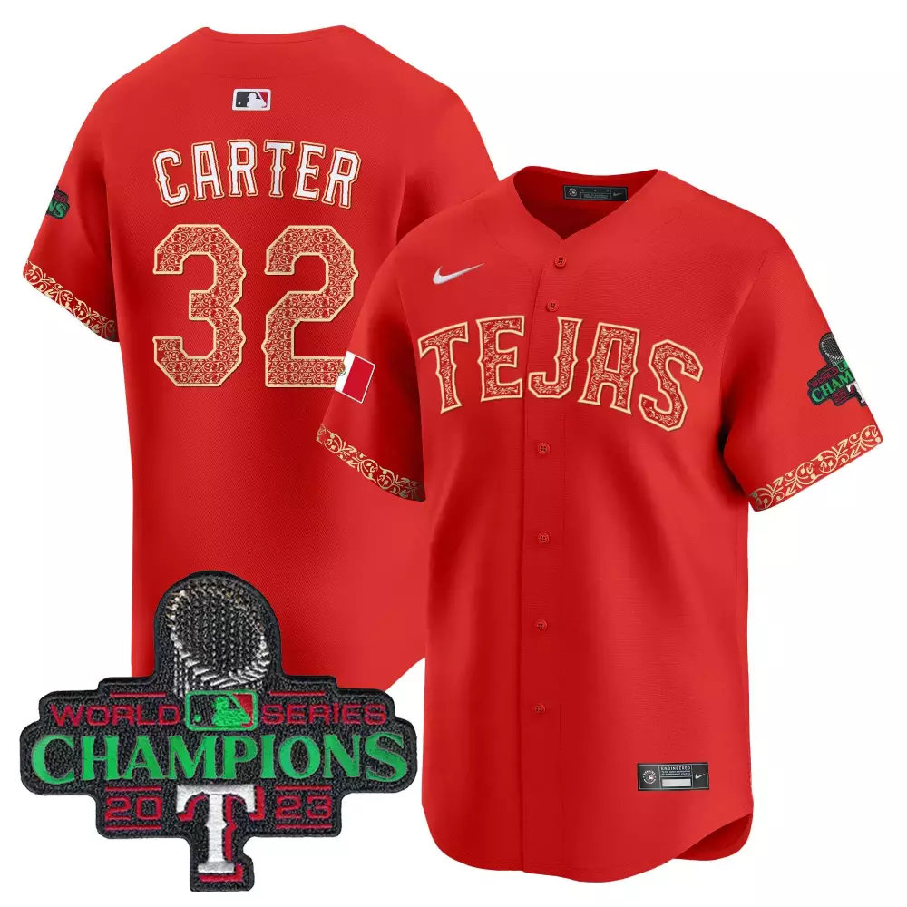 evan carter 32 texas rangers red all stitched vapor premier limited jersey 2024