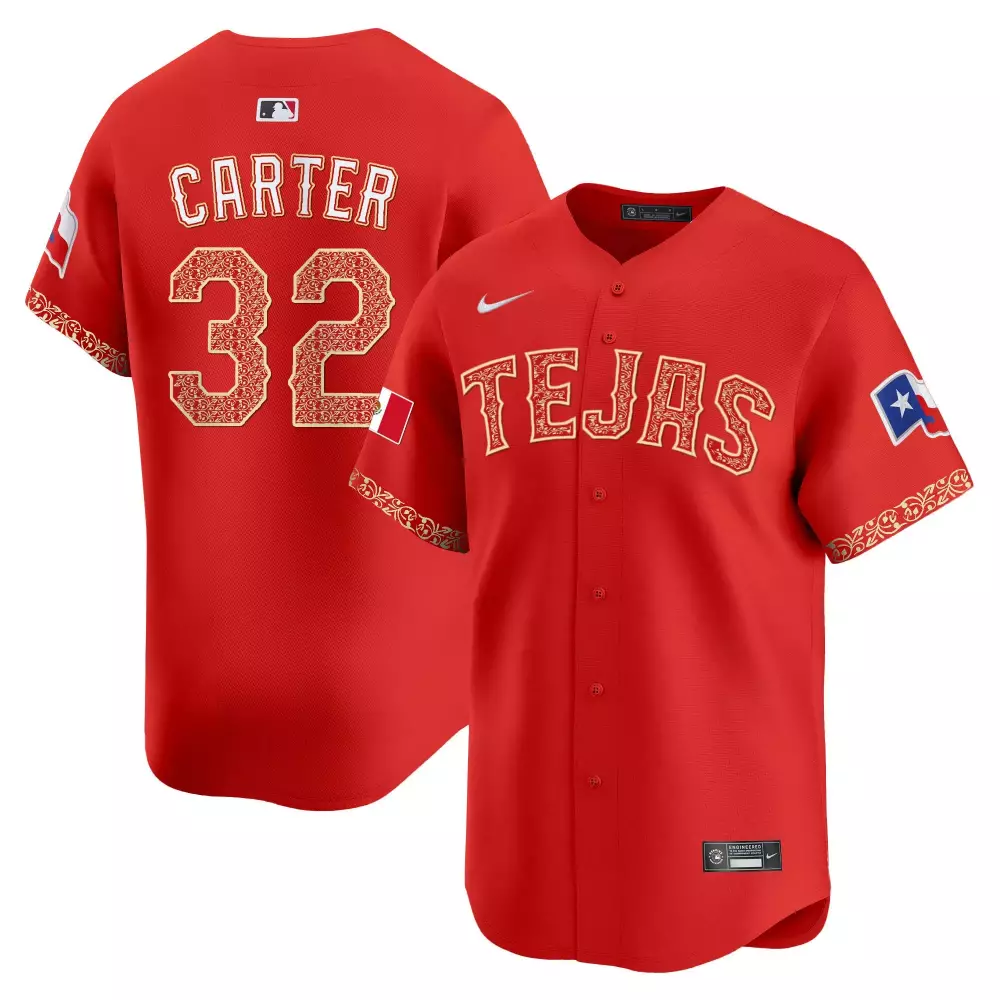evan carter 32 texas rangers red all stitched vapor premier limited jersey 2024