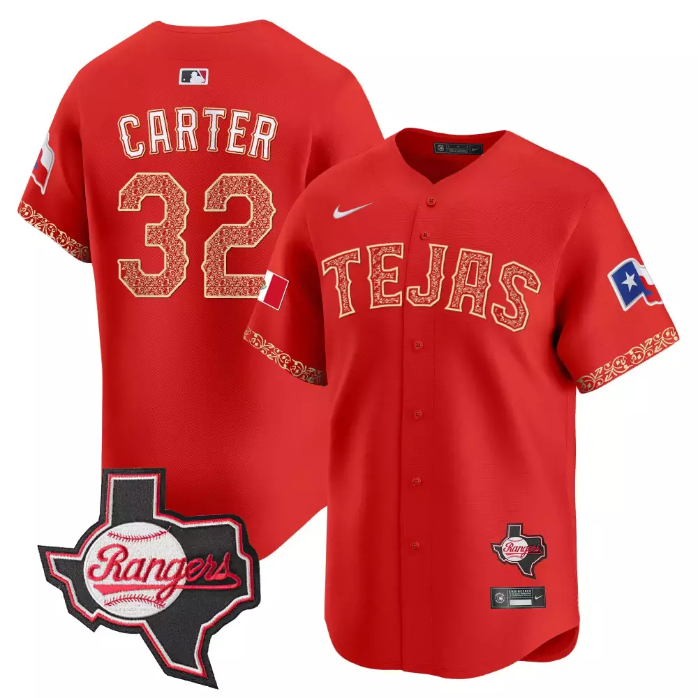 evan carter 32 texas rangers red all stitched vapor premier limited jersey 2024