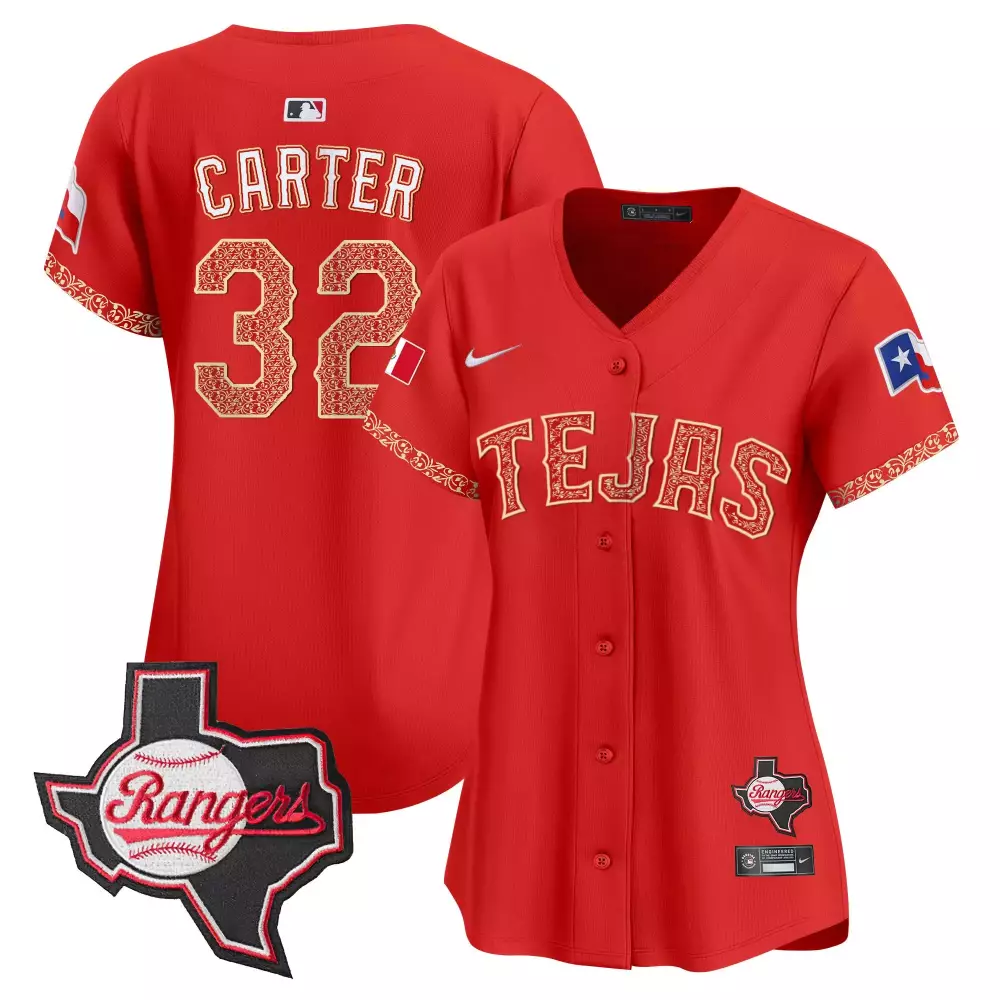 evan carter 32 texas rangers red all stitched vapor premier limited jersey 2024