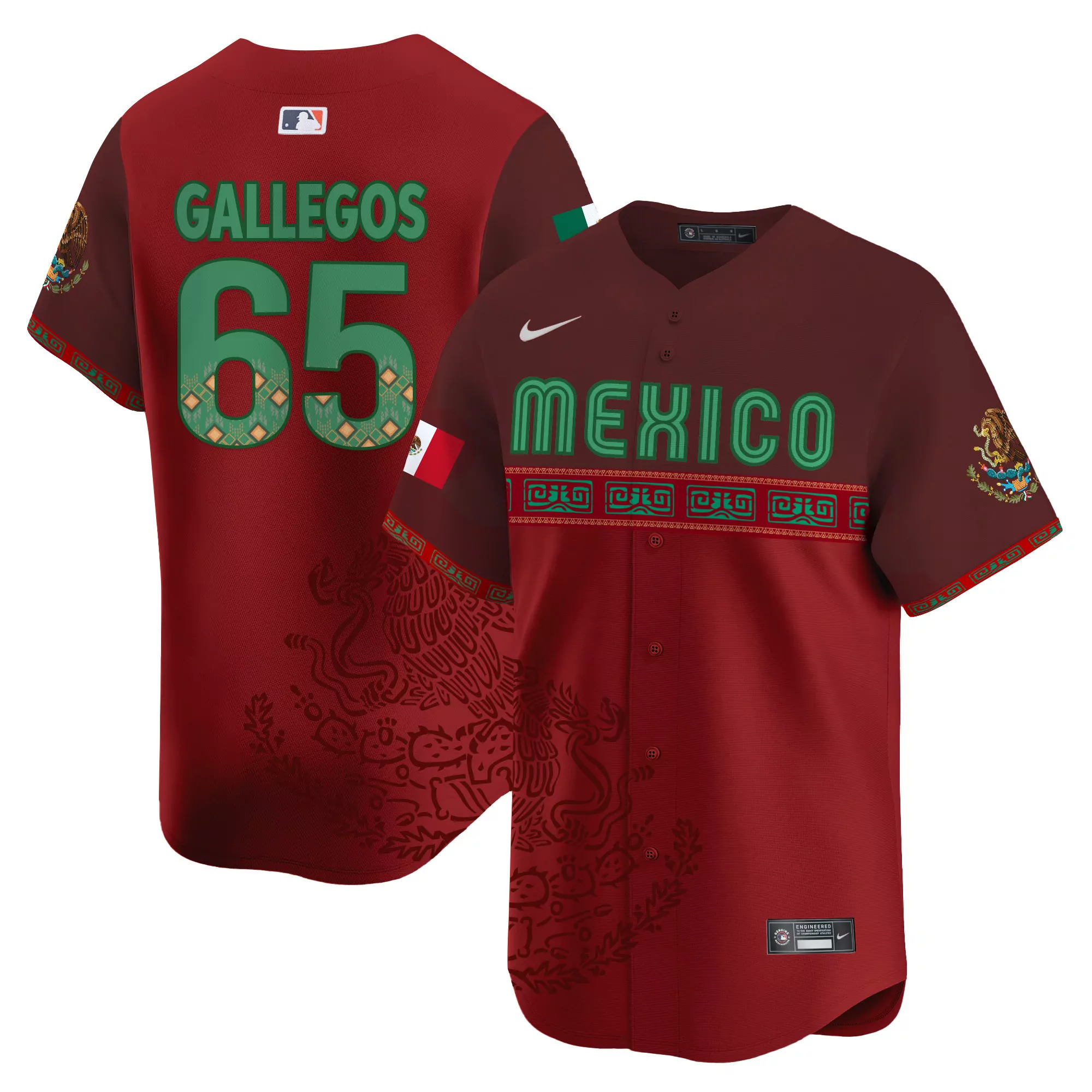 gallegos 65 mexico green all stitched jersey men s style name patch 2023