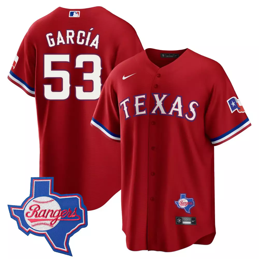 García 53 Texas Rangers 2023 Red All Stitched Vapor Jersey | Limited Edition World Series Champions | For Men, Women & Yout