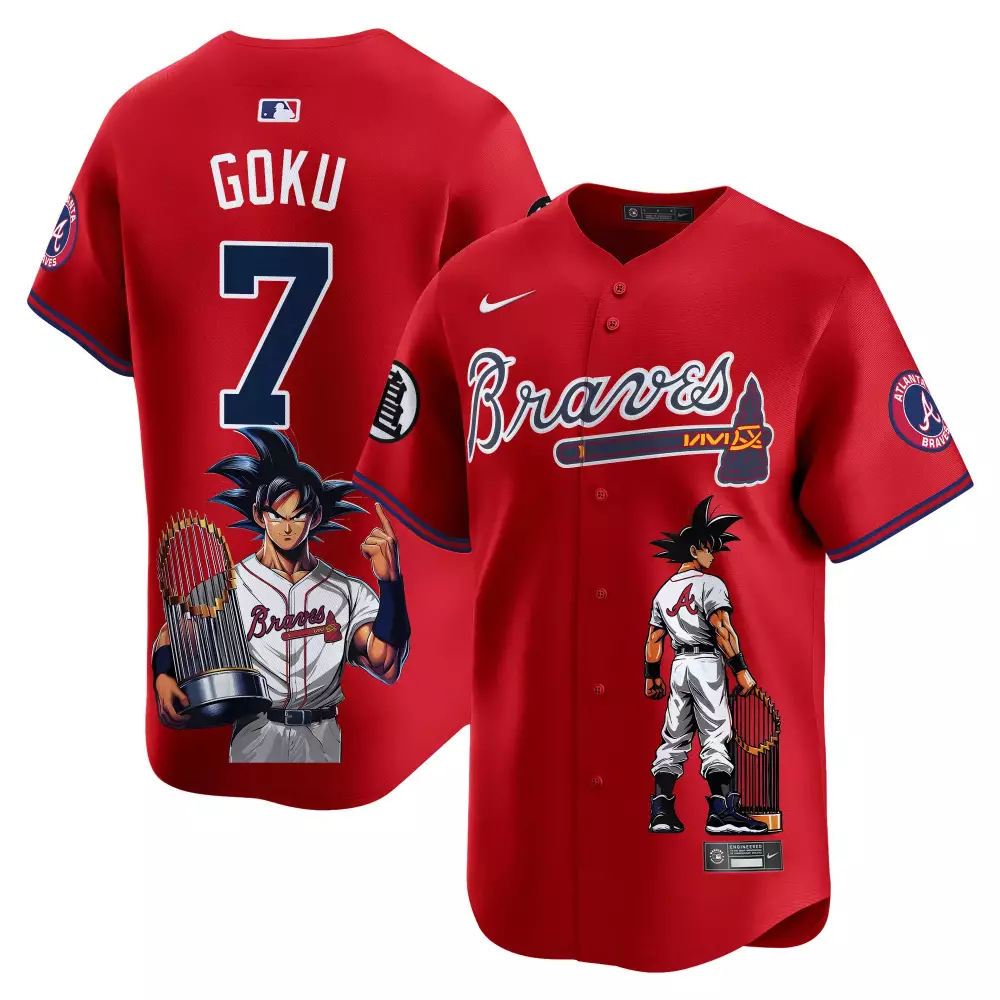 goku 7 atlanta braves 2023 men s all stitched vapor jersey navy blue limited edition