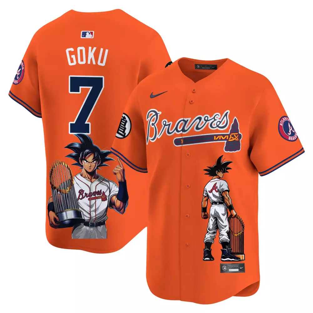 goku 7 atlanta braves 2023 men s all stitched vapor jersey navy blue limited edition