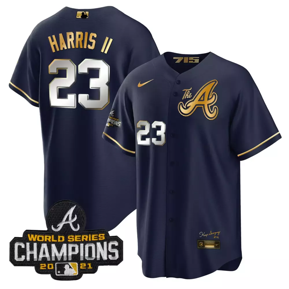 Harris II Atlanta Braves 2023 Men's Navy Outkast Flex Base Jersey | All Stitched Name Patch | Fan Gear for Men, Women & Youth