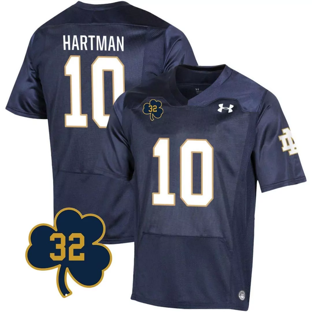 hartman 10 notre dame green jersey all stitched name patch men s 2023