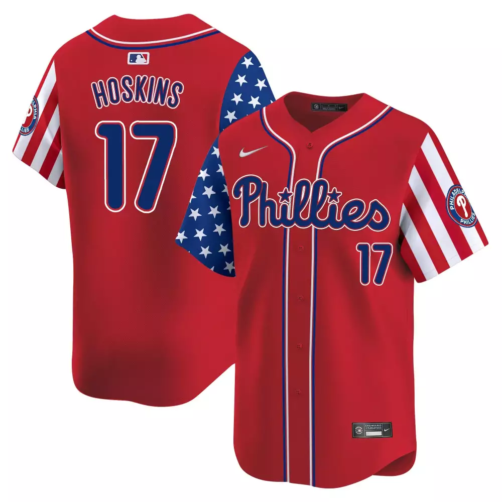 Hoskins 17 Philadelphia Phillies 2024 Red Independence Day All Stitched Vapor Jersey | Celebrate in Style | For Men, Women & Youth