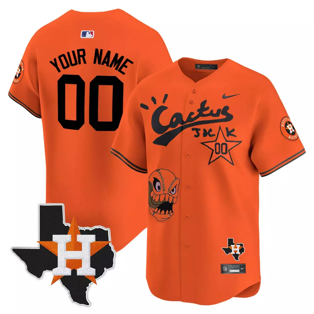 Houston Astros Orange Cool Base Custom Jersey | All Stitched Name Patch 2024 Ready 2 Reign | Fan Gear for All | For Men, Women & Youth