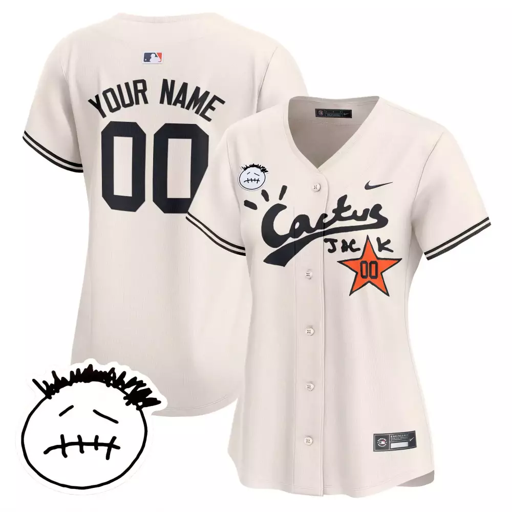Houston Astros Women's White Cactus Jack Vapor Premier Limited Jersey | Custom Stitched | Fan Gear for Men, Women & Youth