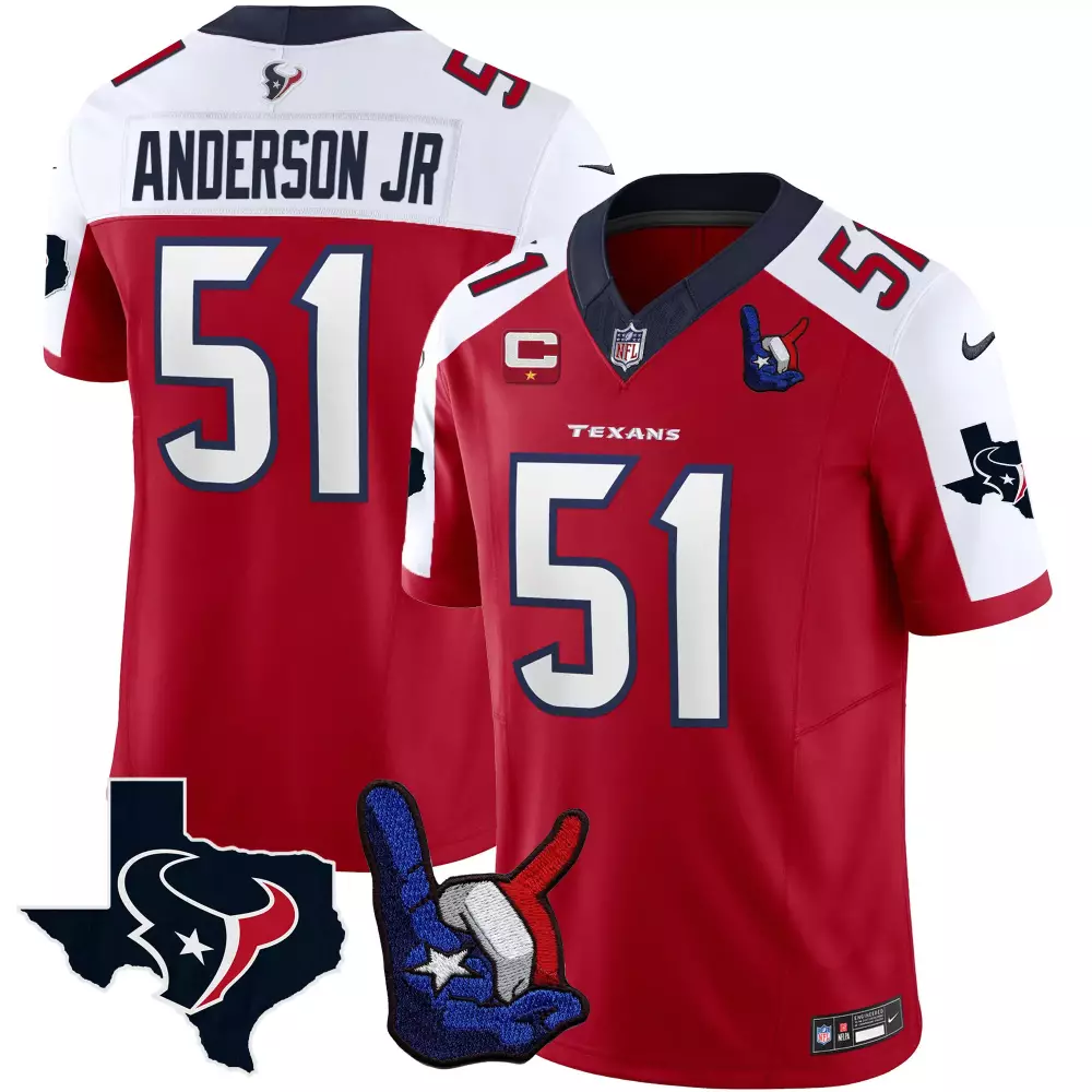 Houston Texans Red Stitched Jersey Youth | DJ Screw 00 | Name Patch 2023 | For Men, Women & Youth