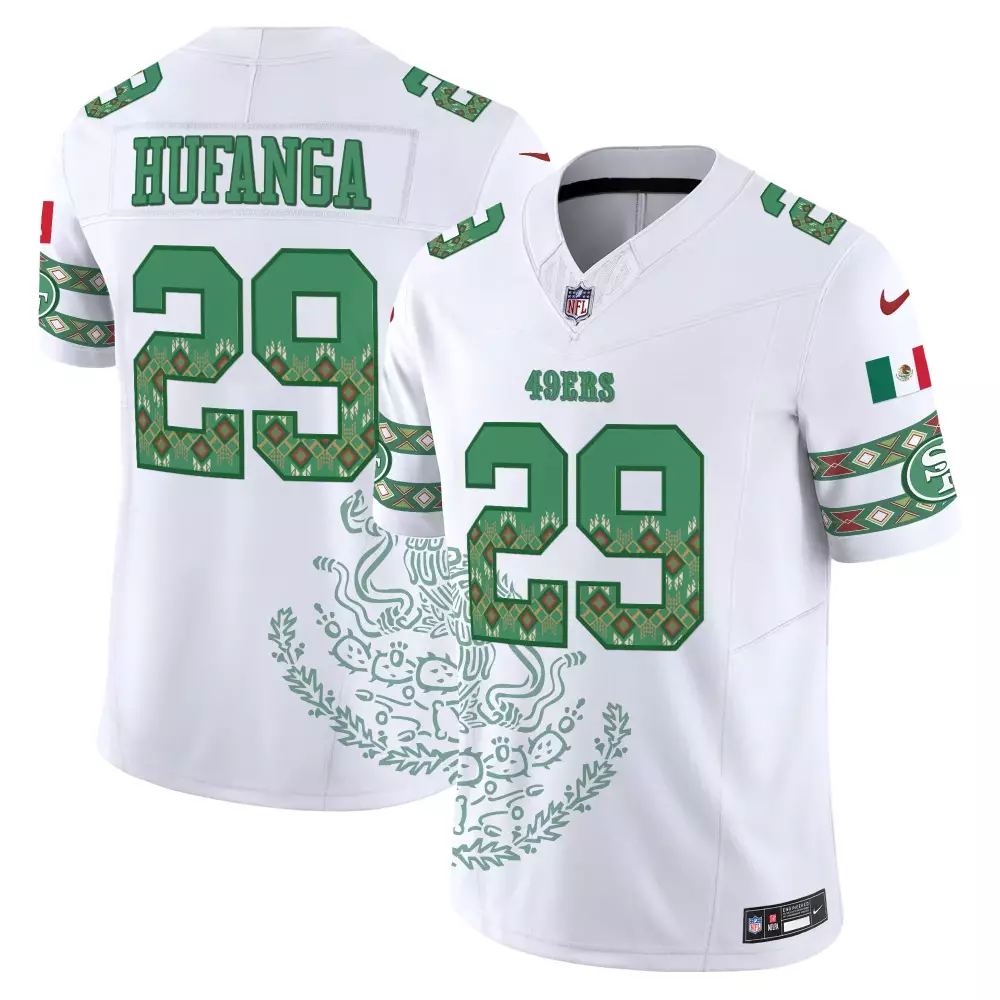 Hufanga 29 San Francisco 49ers 2023 White Stitched Jersey | With Name Patch | For Men, Women & Youth