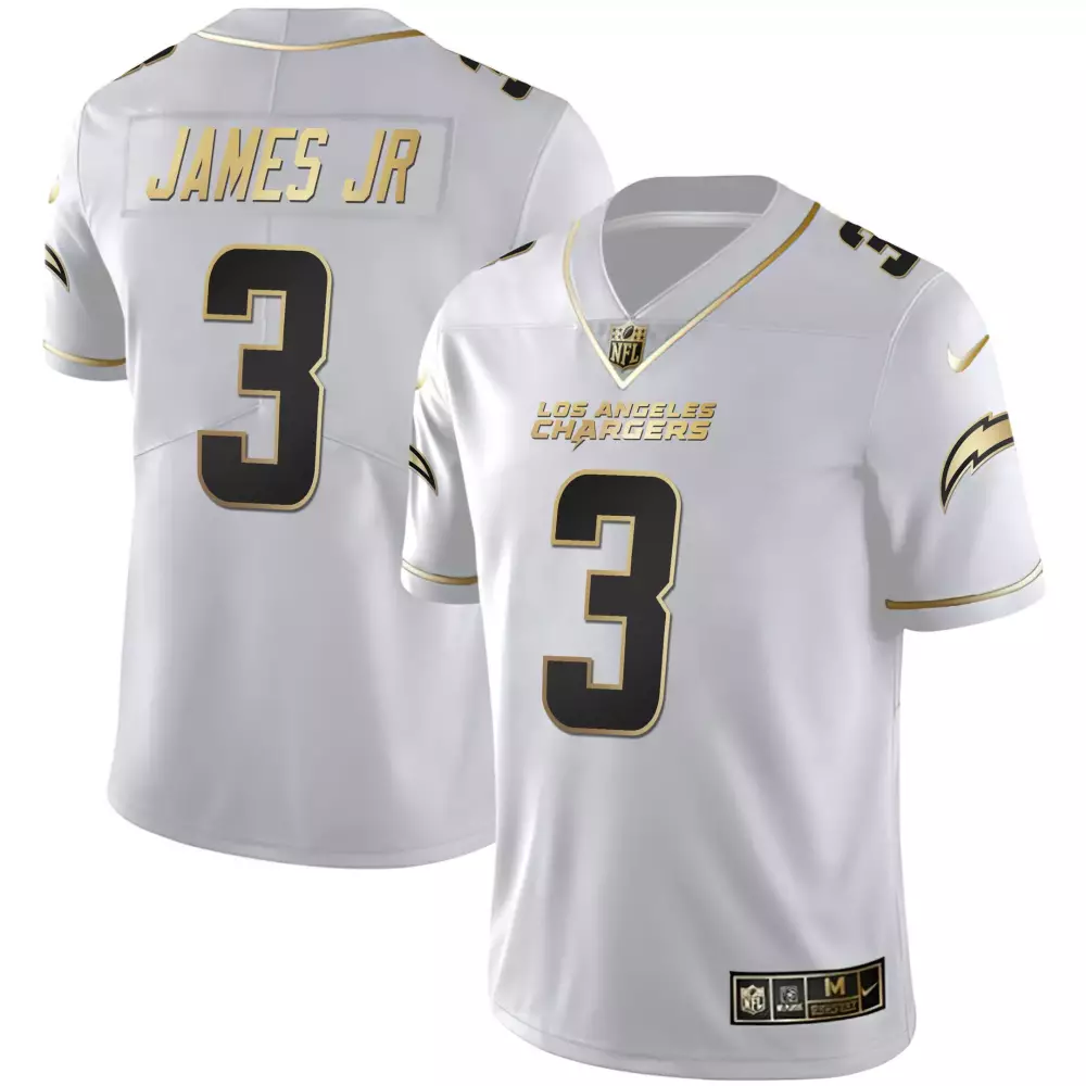 James Jr. 3 Los Angeles Chargers Men's White Stitched Jersey | Name Patch for 2023 | For Men, Women & Youth
