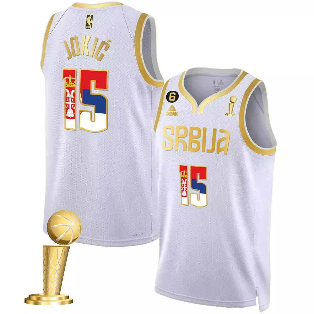 Jokic 15 Serbia 2023 White Stitched Jersey | Men's Style with Name Patch | Fan Gear for Game Day | For Men, Women & Youth