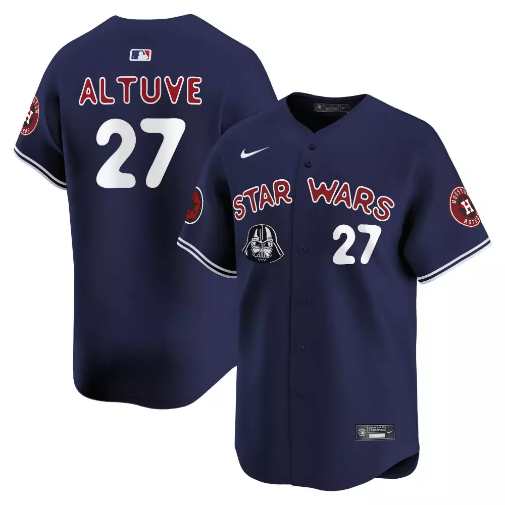 Jose Altuve 27 Houston Astros Navy Star Wars All Stitched Jersey | 2023 Name Patch | Limited Edition Fan Gear | For Men, Women & Youth