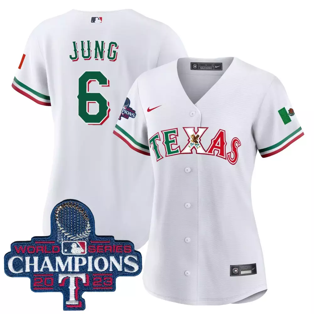 Jung 6 Texas Rangers 2023 Women's Red All Stitched Vapor Jersey | World Series Champions | For Women
