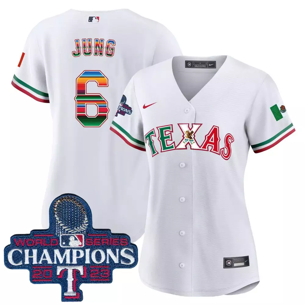 Jung 6 Texas Rangers 2023 Women's Red All Stitched Vapor Jersey | World Series Champions | For Women