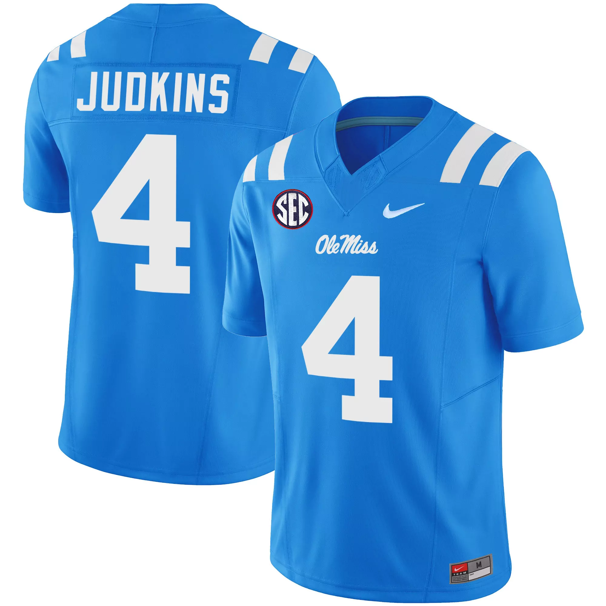 judkins 4 ole miss 2023 youth blue vapor limited jersey all stitched