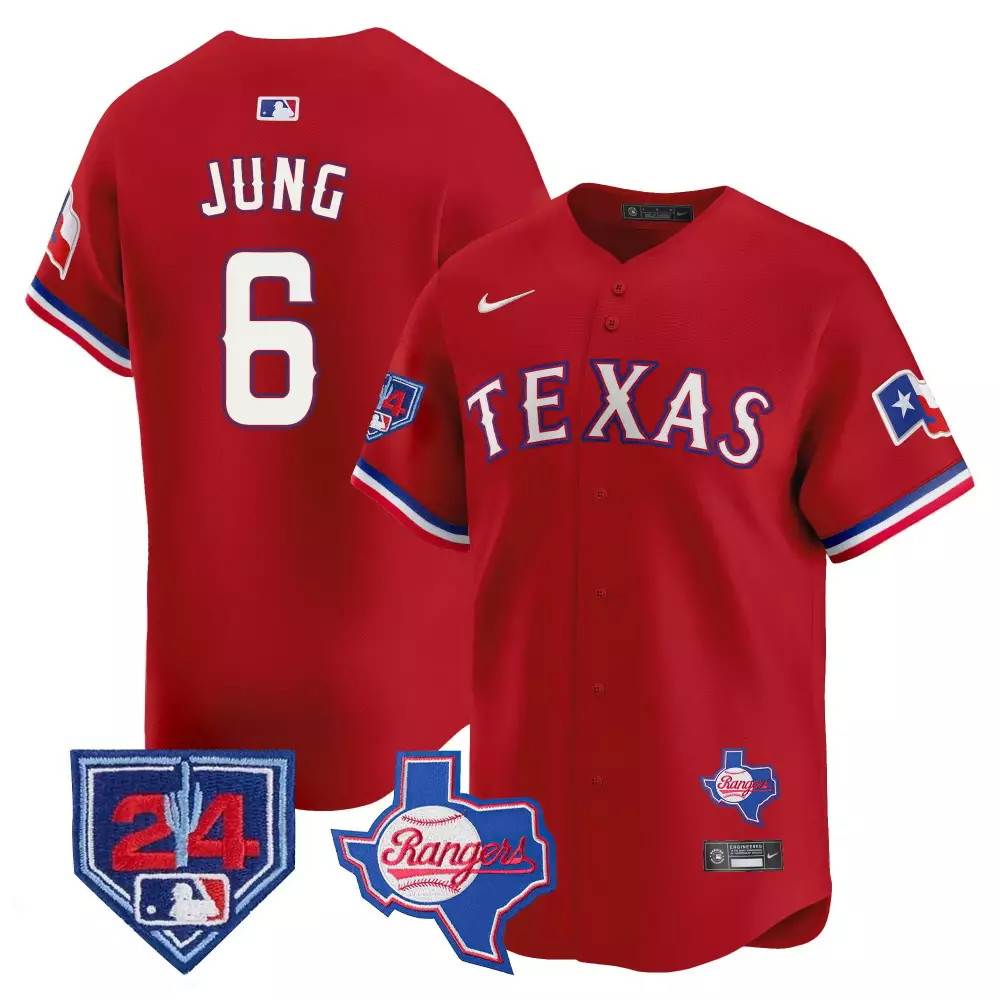 Jung 6 Texas Rangers 2024 Men's All Stitched Vapor Jersey | With 24 Patch | Stylish Fan Gear | For Men