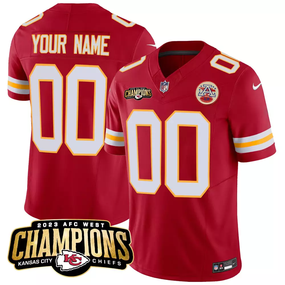 2023 AFC West Champions Red Jersey | Kansas City Chiefs All Stitched Vapor Style | For Men, Women & Youth