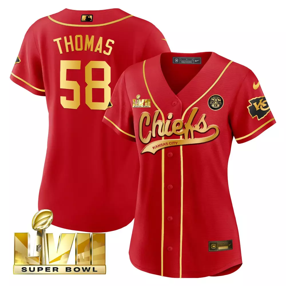 Thomas Kansas City Chiefs 58 Super Bowl LVII Stitched Jersey | Red Vapor Fan Gear | For Men, Women & Youth