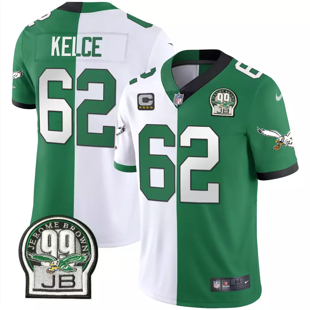 Kelce 62 Philadelphia Eagles Green White Vapor Jersey | 2023 Men's All Stitched | Limited Edition Fan Gear | For Men, Women & Youth