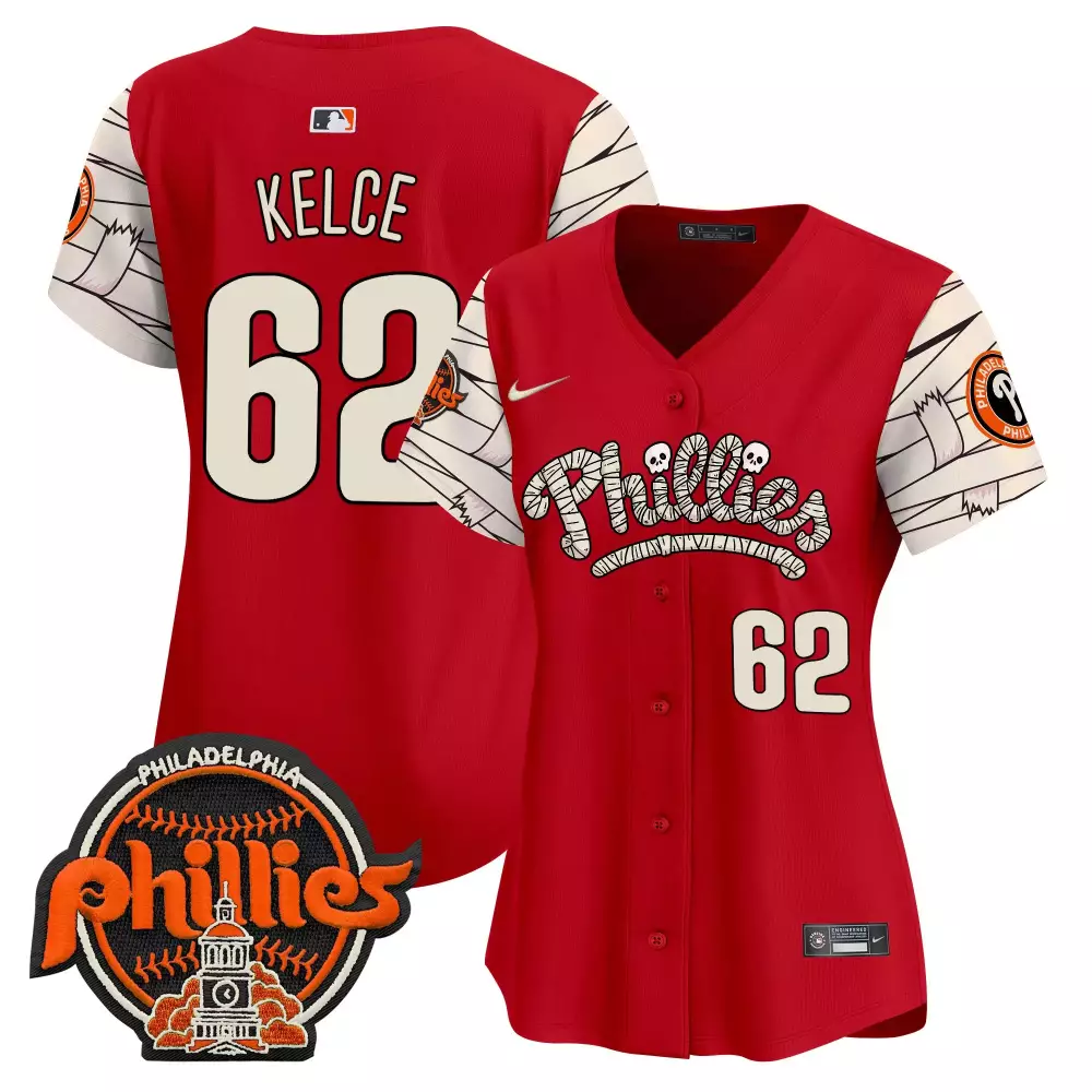 kelce 62 phillies halloween stitched jersey men s cream style 2023 name patch