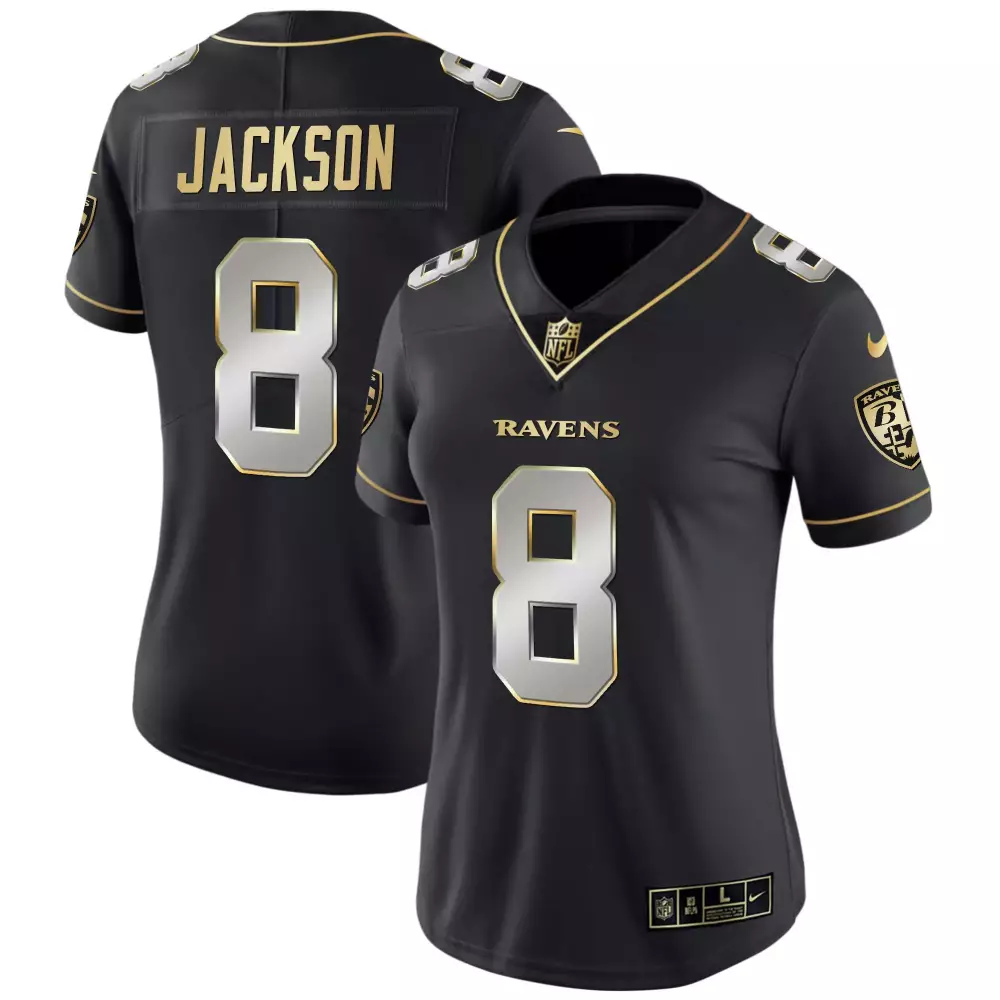 Lamar Jackson 8 Baltimore Ravens Women's Black Stitched Vapor Jersey | 2023 | Game Day Outfit | For Men, Women & Youth