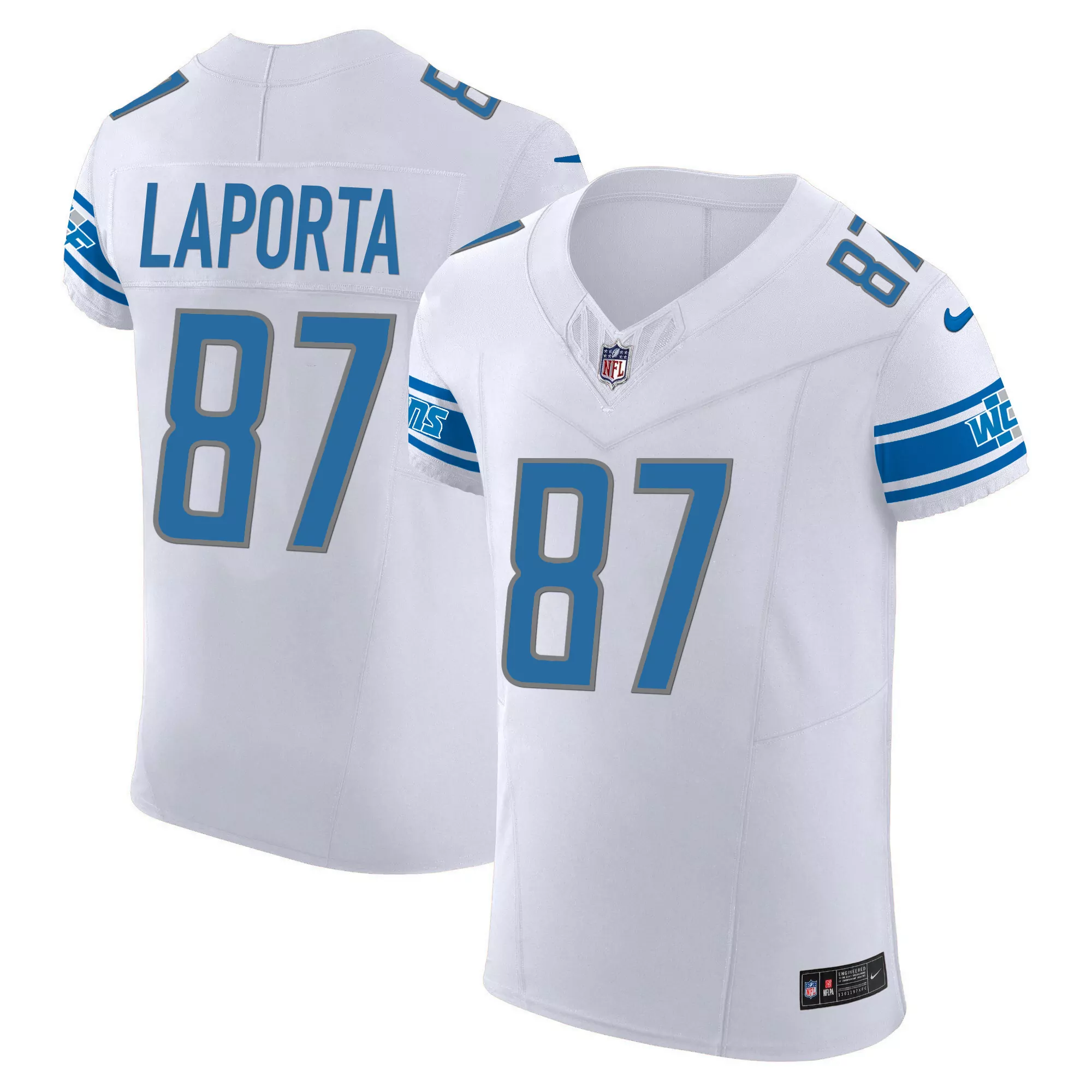 laporta 87 detroit lions white all stitched vapor elite jersey 2023