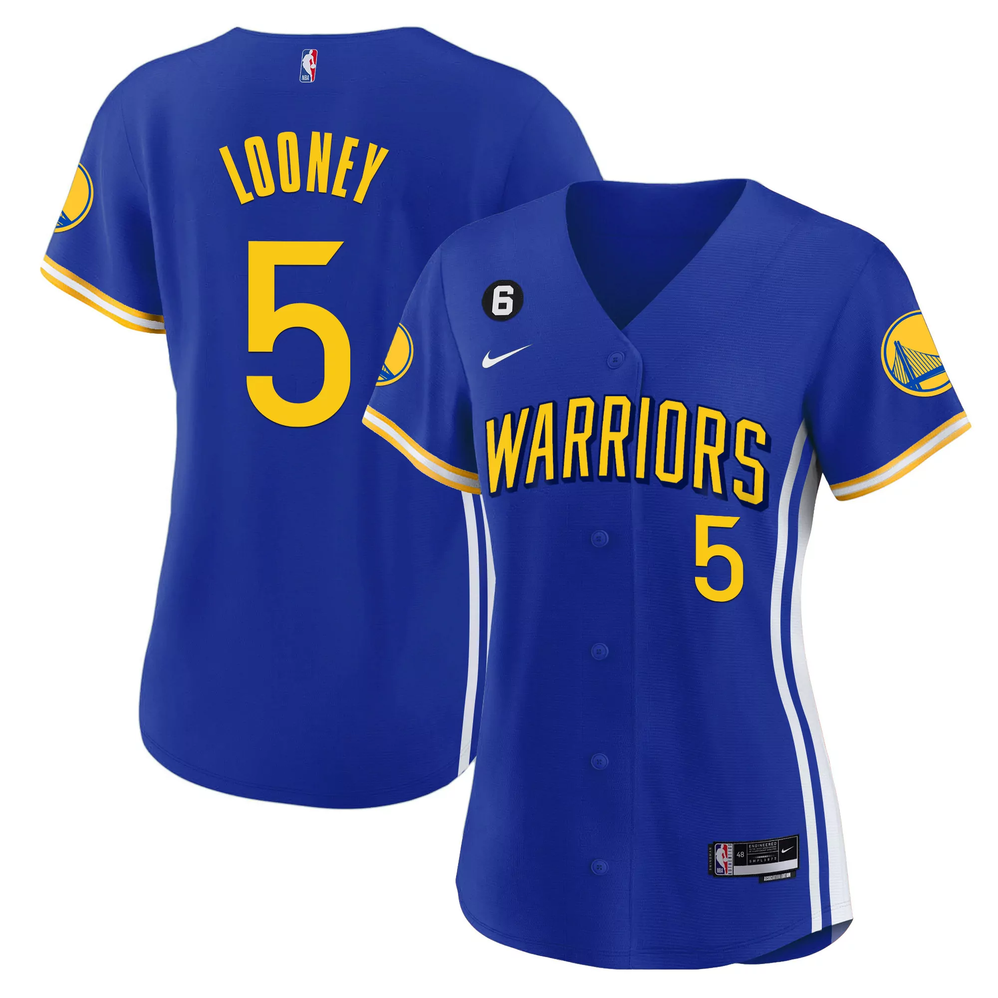 looney 5 golden state warriors 2023 men s all stitched vapor jersey blue with patch