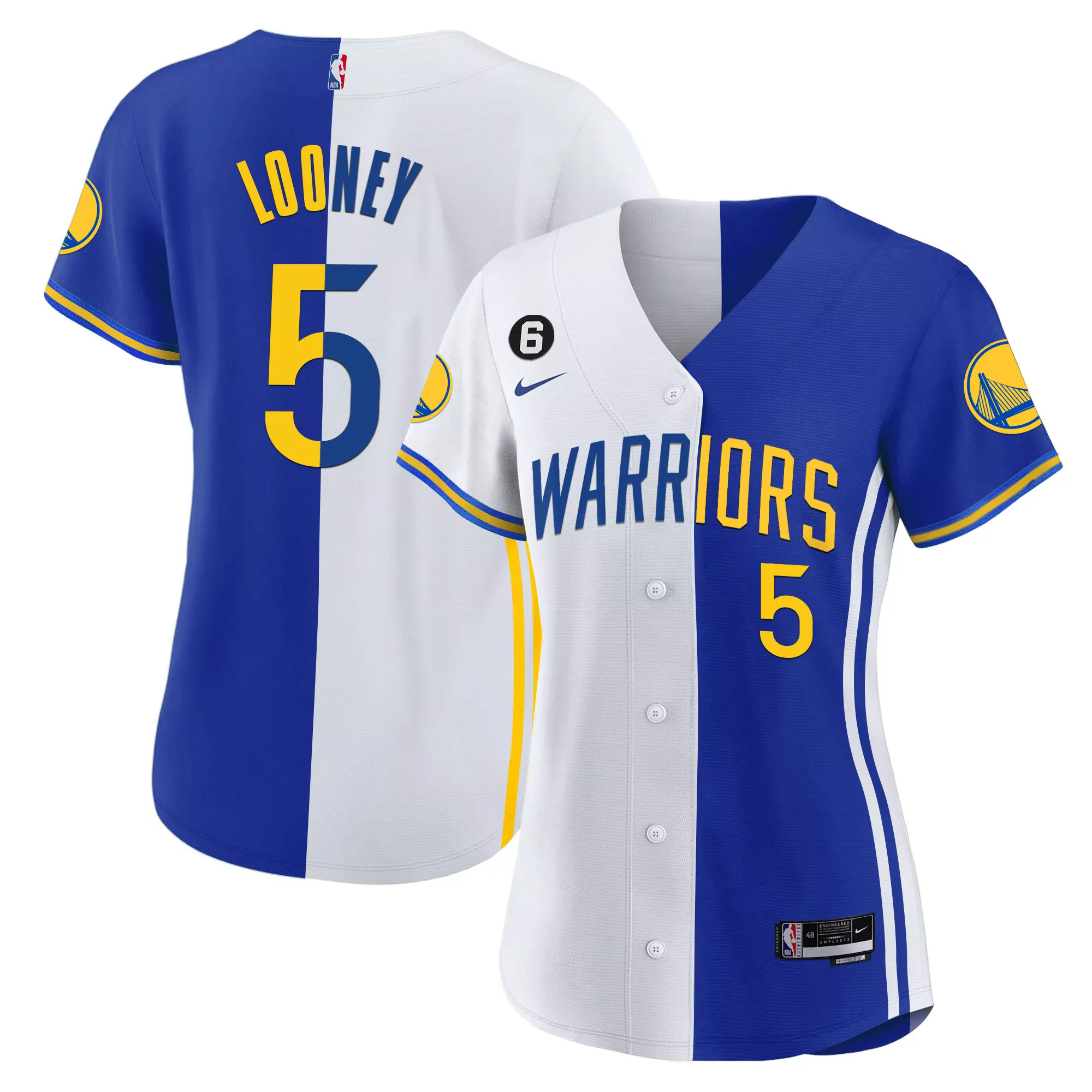 looney 5 golden state warriors 2023 men s all stitched vapor jersey blue with patch