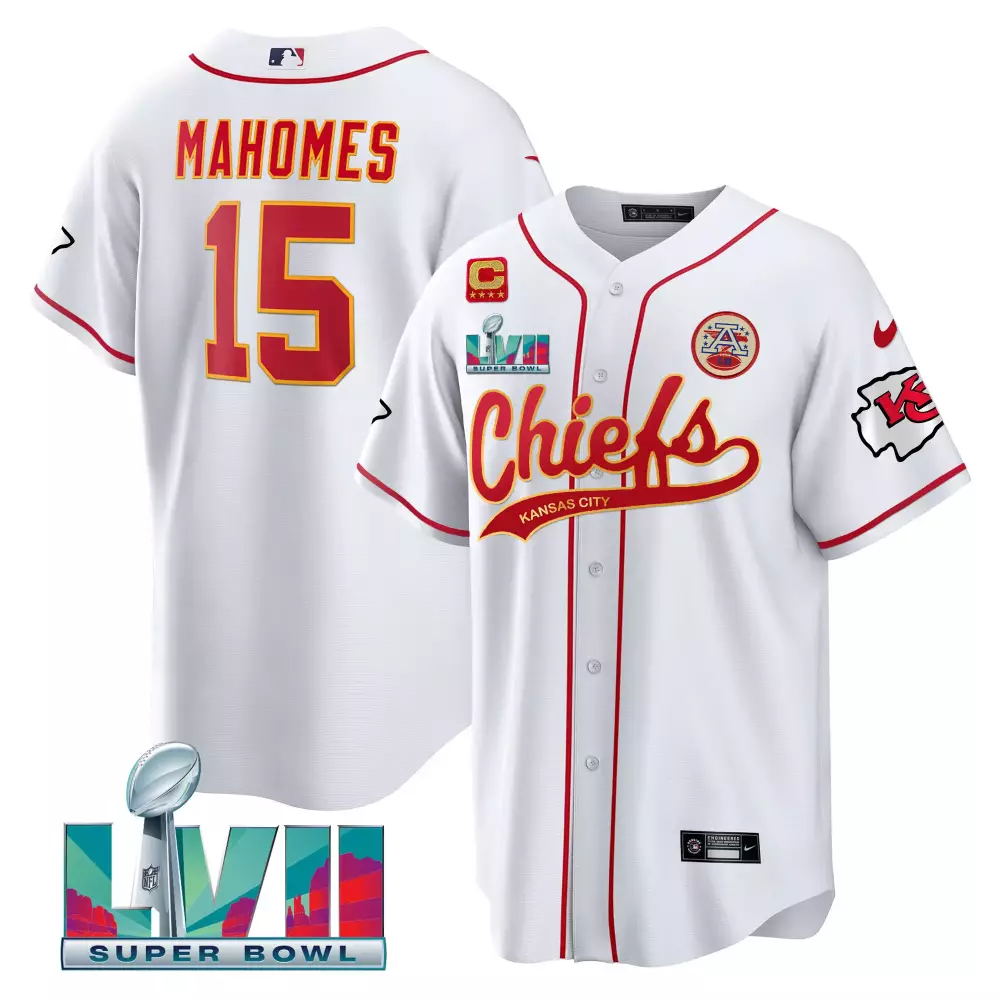 Mahomes 15 Kansas City Chiefs White Stitched Jersey | Super Bowl LVIII Limited Edition | Fan Gear for Men, Women & Youth