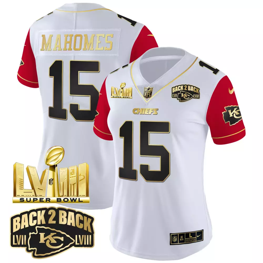 Mahomes 15 Kansas City Chiefs White Super Bowl Jersey | All Stitched Name Patch 2023 | Fan Gear for Men