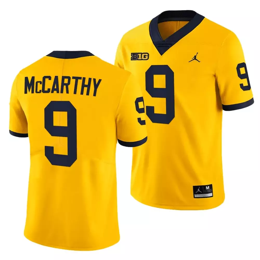 McCarthy 9 Michigan Wolverines Yellow All Stitched Vapor Jersey | 2022-23 Limited Edition | Game Day Outfit | For Men, Women & Youth