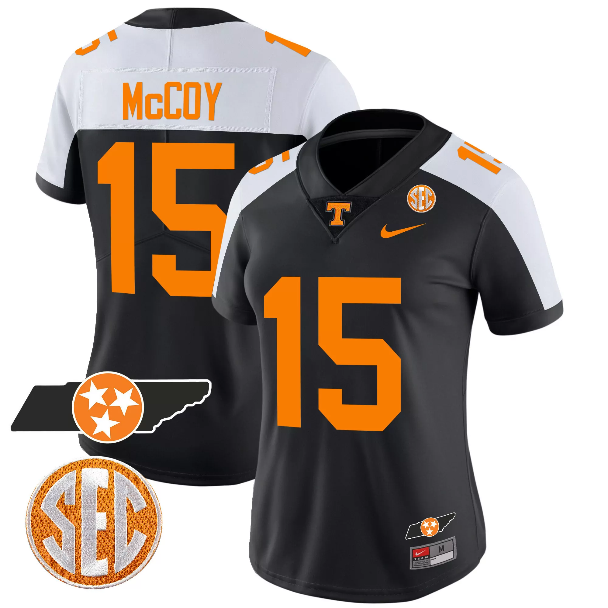 mccoy 15 tennessee volunteers 2023 men s all stitched vapor jersey black sec edition