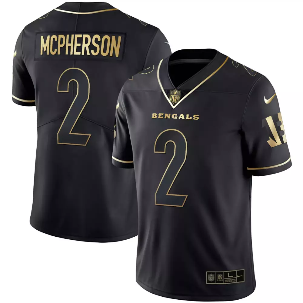 McPherson 2 Cincinnati Bengals 2022 Men's All Stitched Vapor Jersey | Black | Limited Edition Fan Gear | For Men, Women & Youth