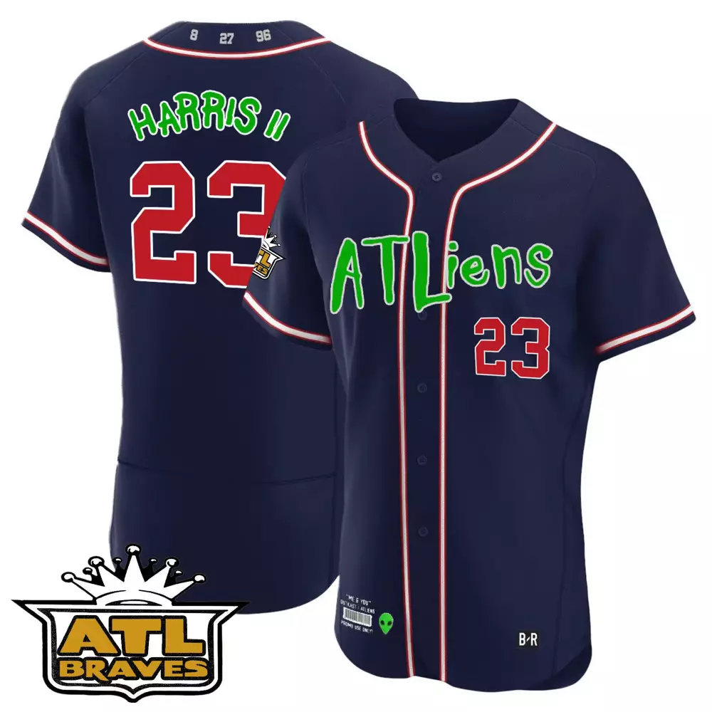 michael harris ii 23 atlanta braves navy all stitched jersey name patch 2023 men s style