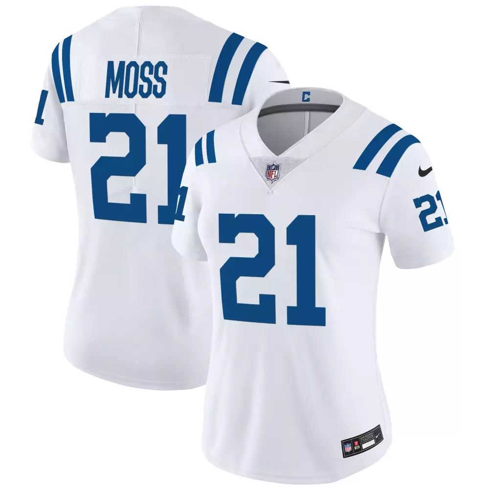 moss 21 indianapolis colts women s white all stitched vapor limited jersey 1