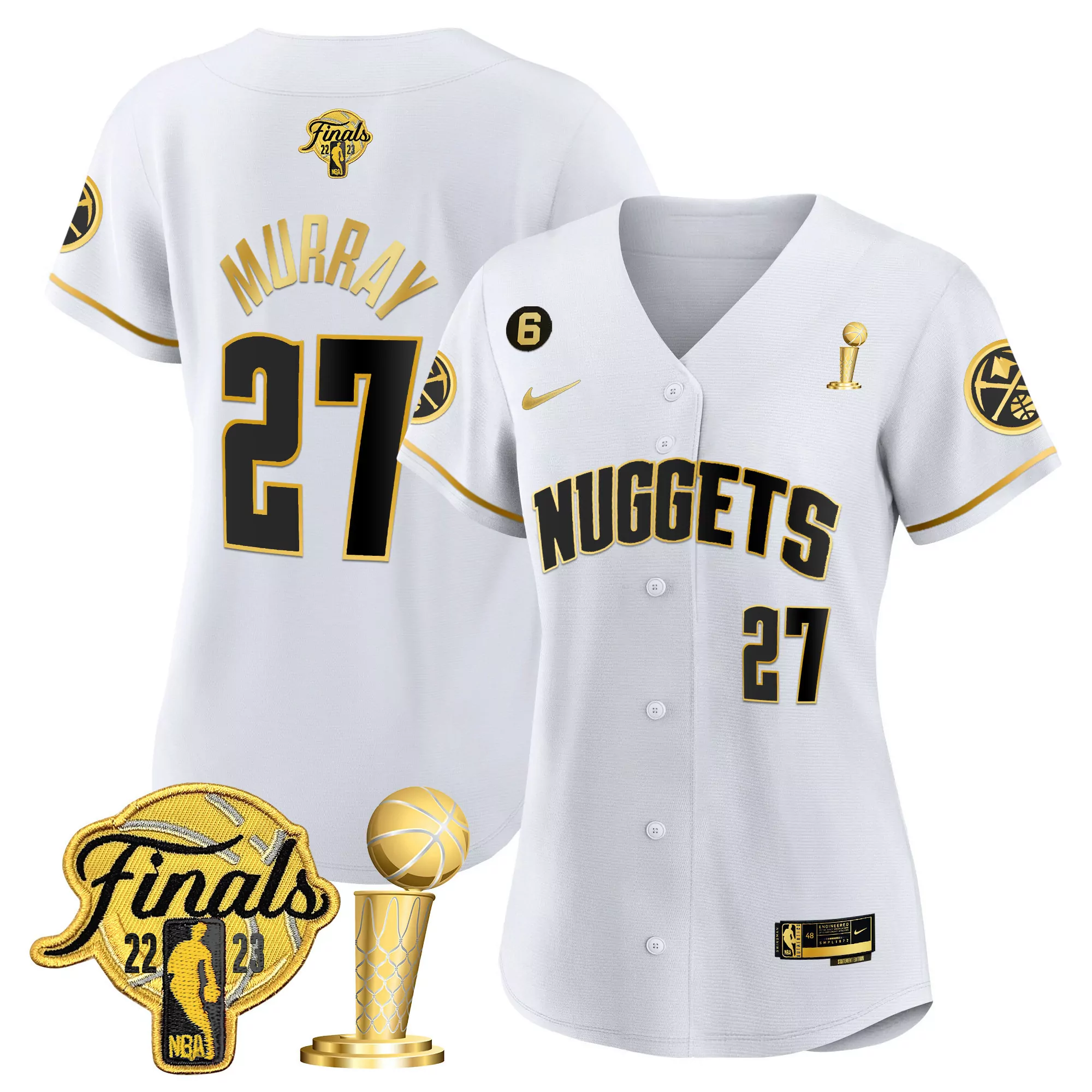murray 27 denver nuggets 2023 women s black all stitched vapor jersey finals patch