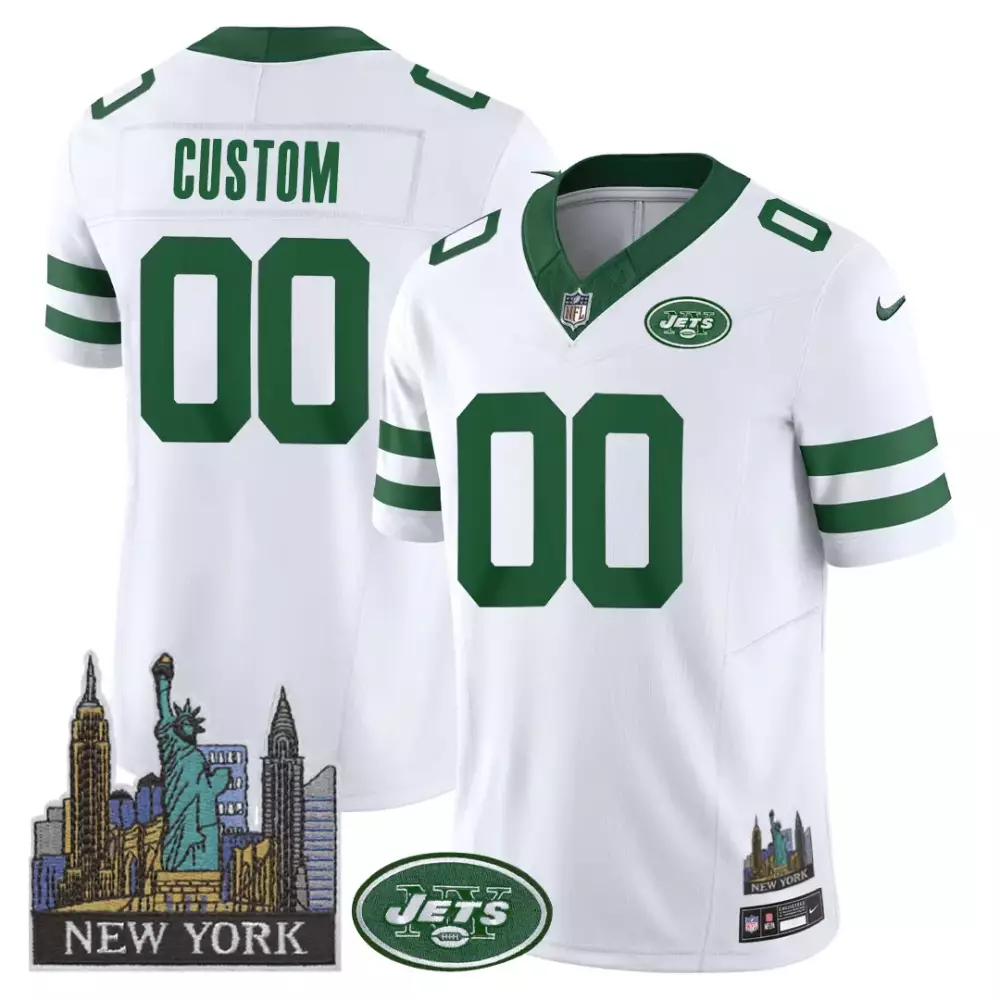 new york jets custom 00 white all stitched jersey men s style 1980s limited edition