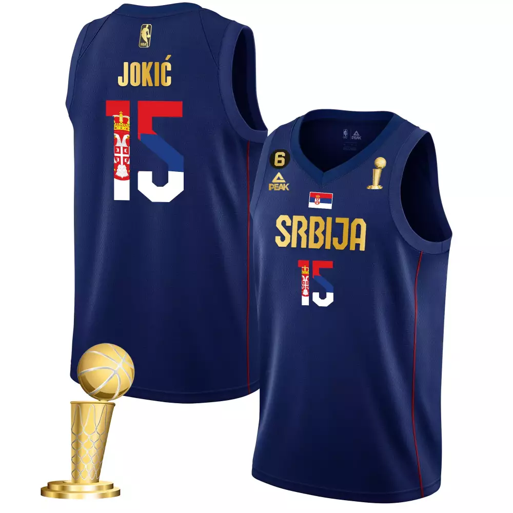 Nikola Jokic 15 Serbia Men's Stitched Jersey | Navy Name Patch | 2023 Fan Gear | For Men, Women & Youth