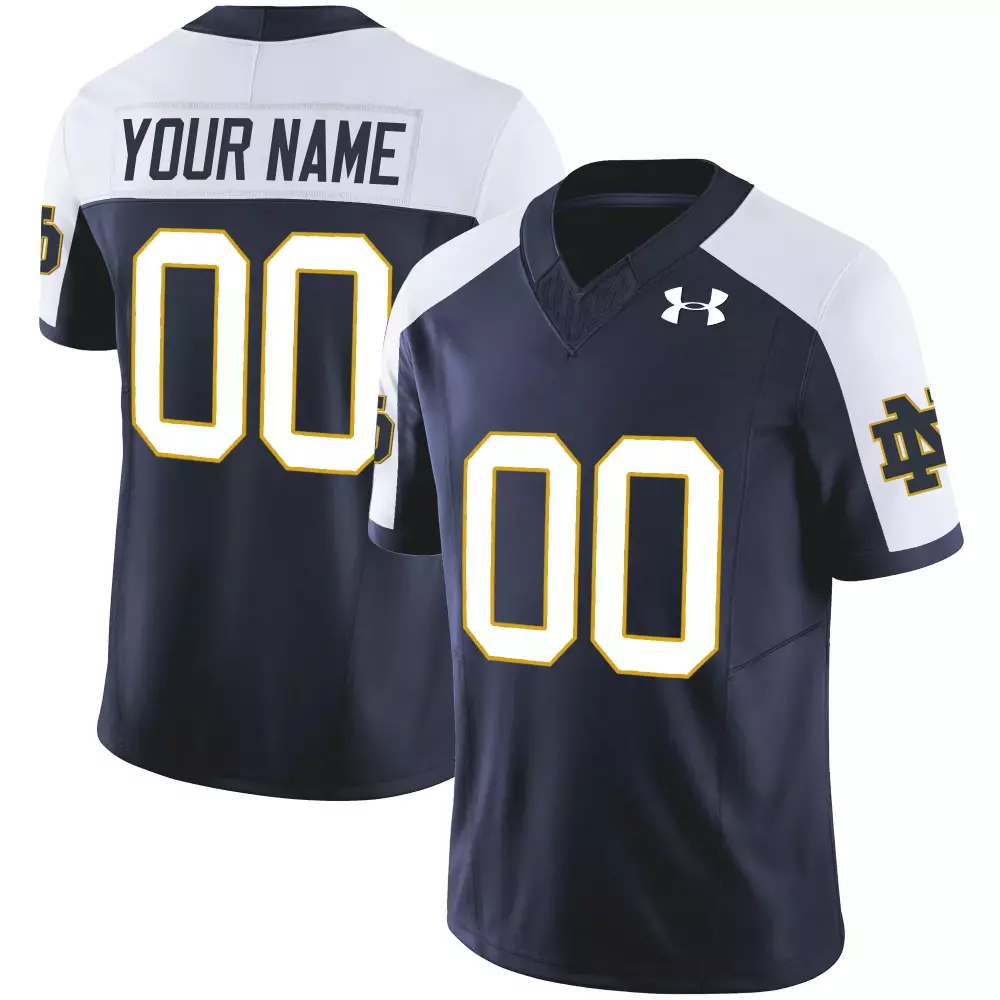 notre dame fighting irish custom stitched jersey navy male 2023 name patch 00