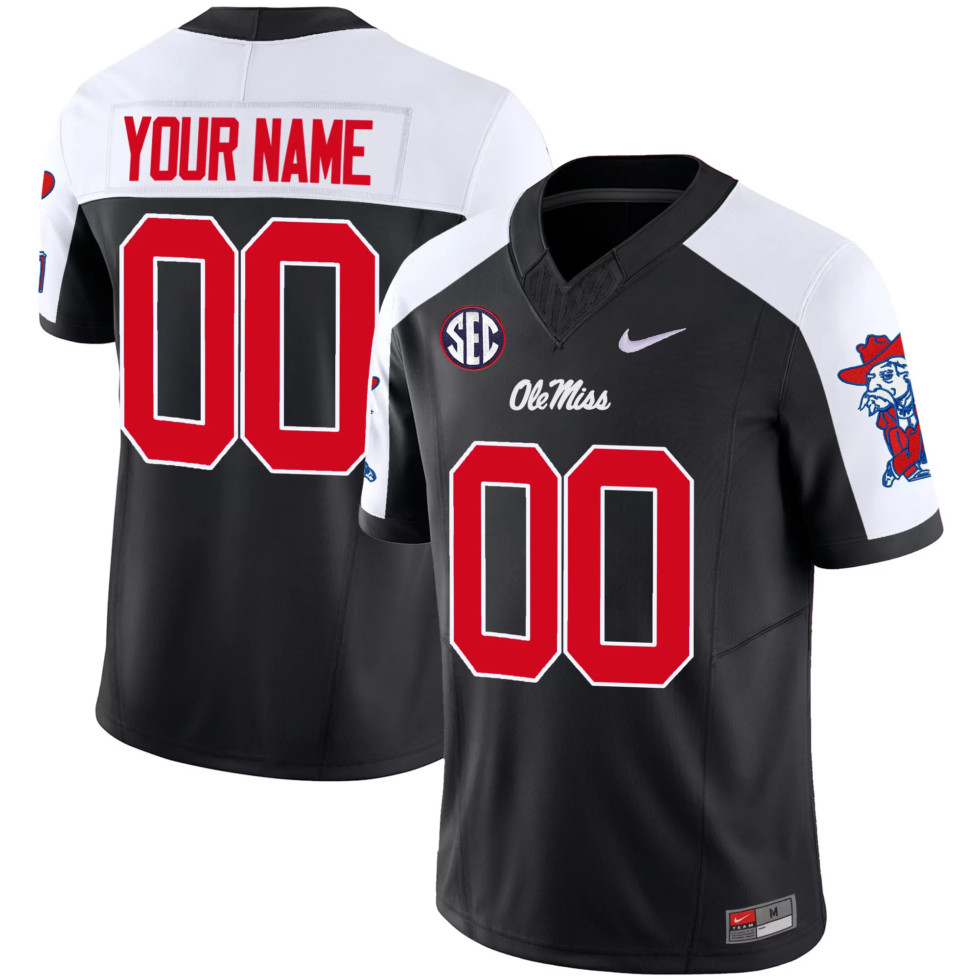 ole miss rebels black stitched jersey 2023 custom name patch men s style