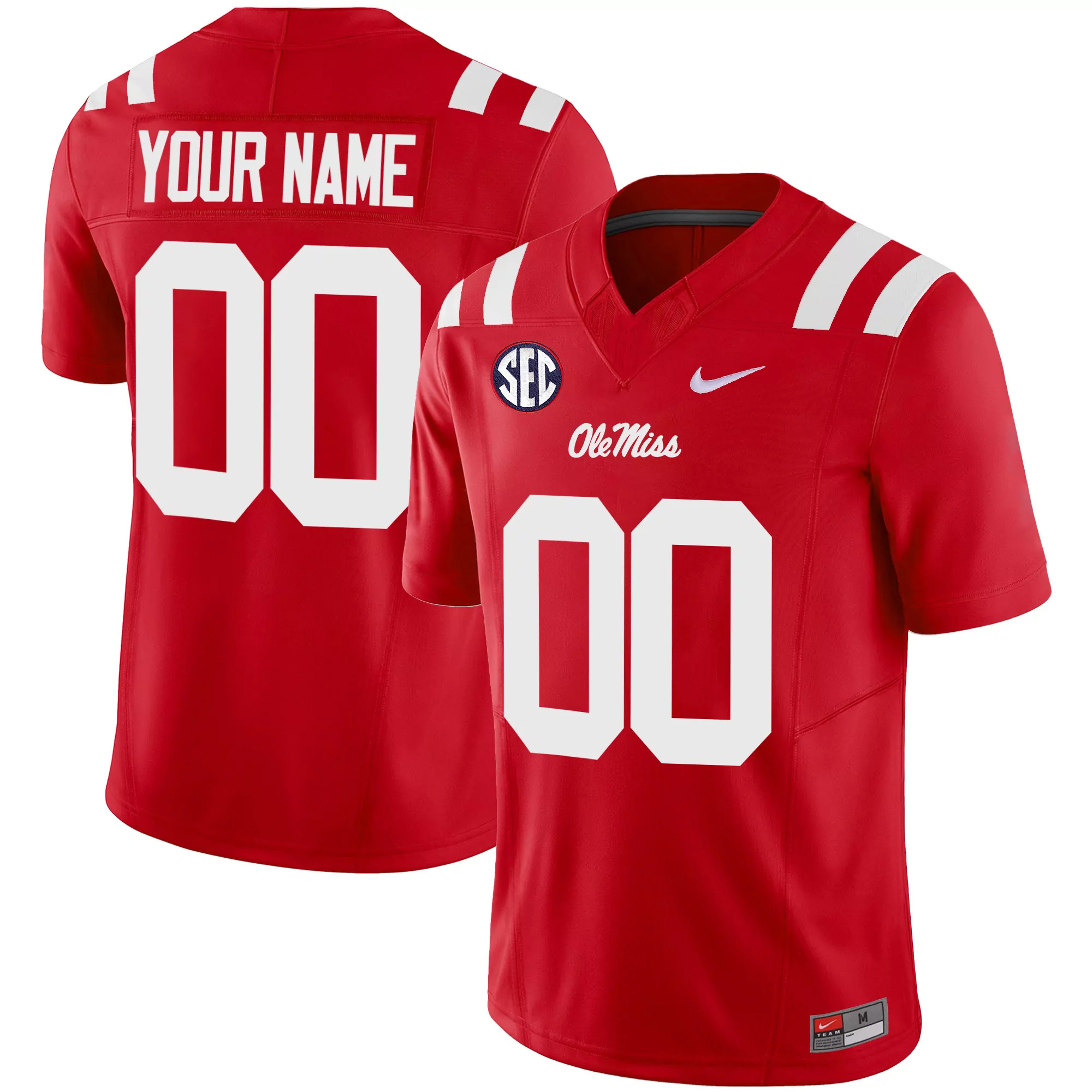 ole miss rebels red custom stitched jersey 2023 name patch men s style