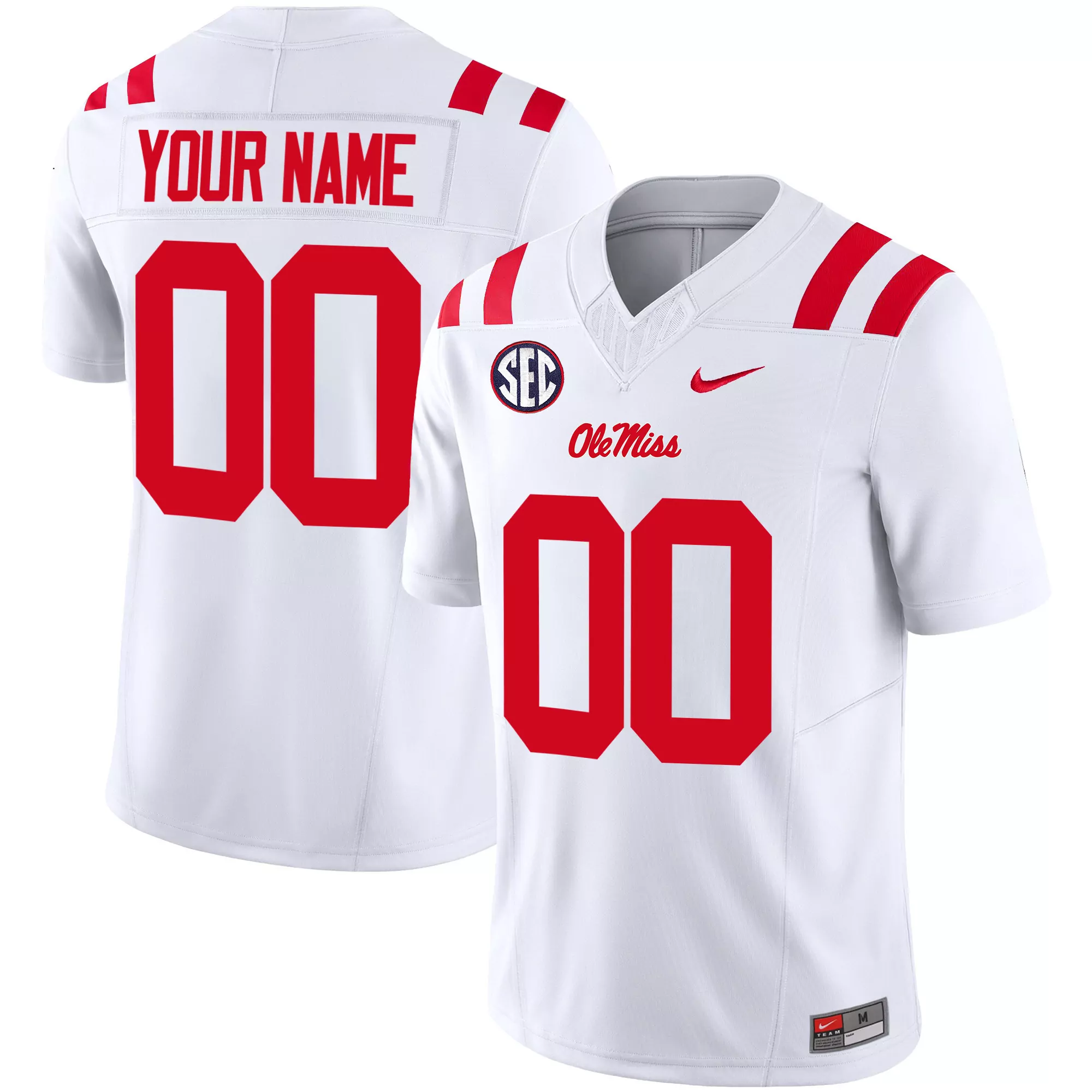 ole miss rebels red custom stitched jersey 2023 name patch men s style