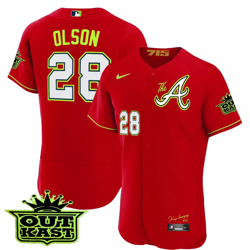 olson 28 atlanta braves red all stitched vapor jersey outkast edition 3