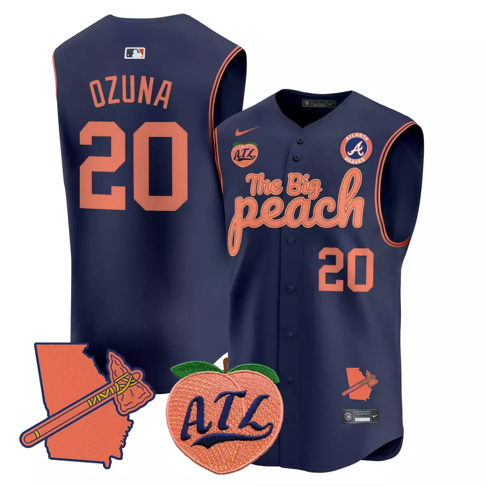 ozuna 20 atlanta braves navy stitched sleeveless jersey 2023 name patch